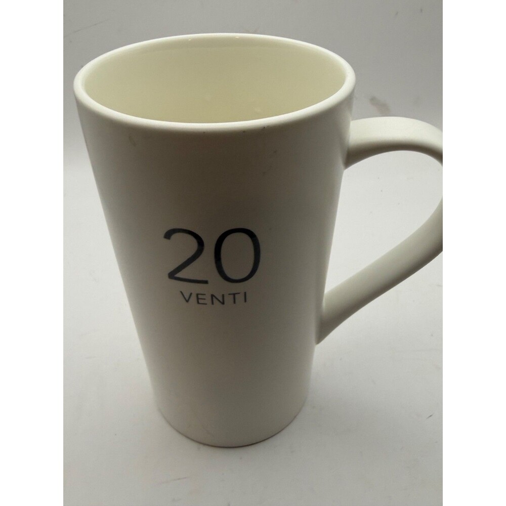 Starbucks 2011 20 Venti 20 oz Tall White Ceramic Coffee Mug 6" Vintage